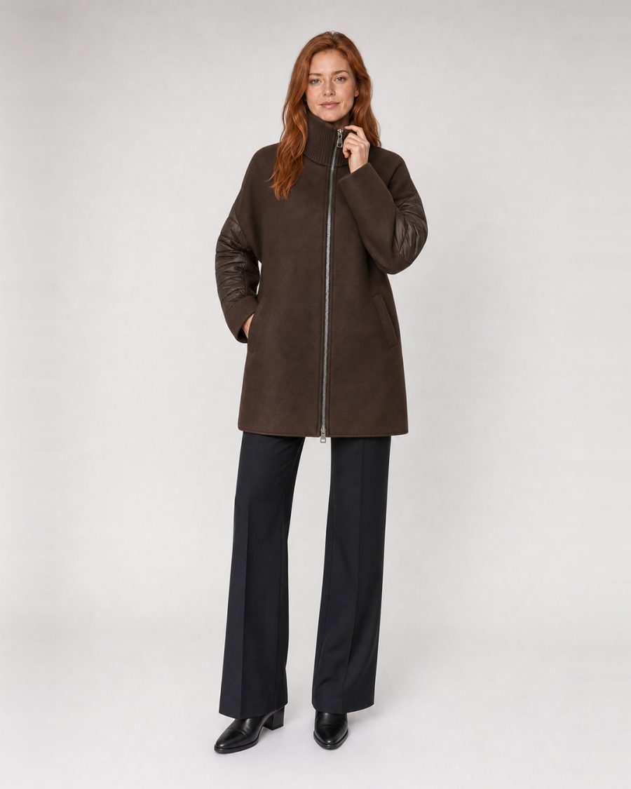 Cappotto donna Helmur Nottingham colore Cacao – editoriale