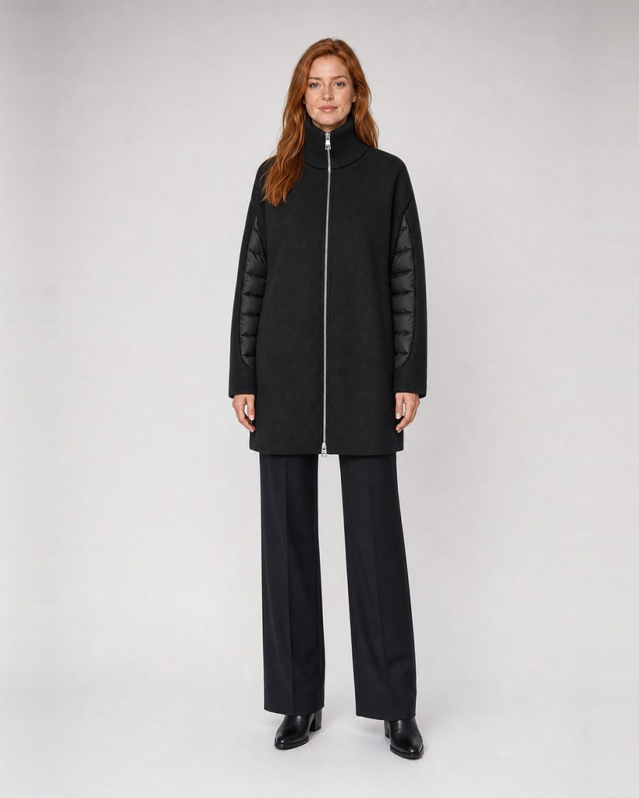 Cappotto donna Helmur Nottingham colore Nero – indossato, fronte