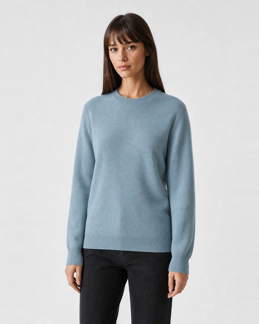 Maglia donna Helmur Orta colore Azzurro – indossato, tre quarti