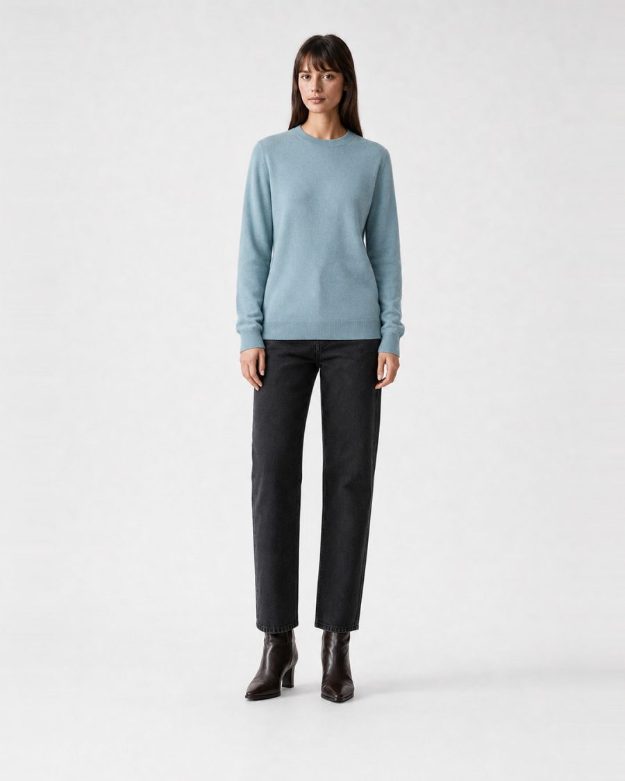 Maglia donna Helmur Orta colore Azzurro – indossato, fronte