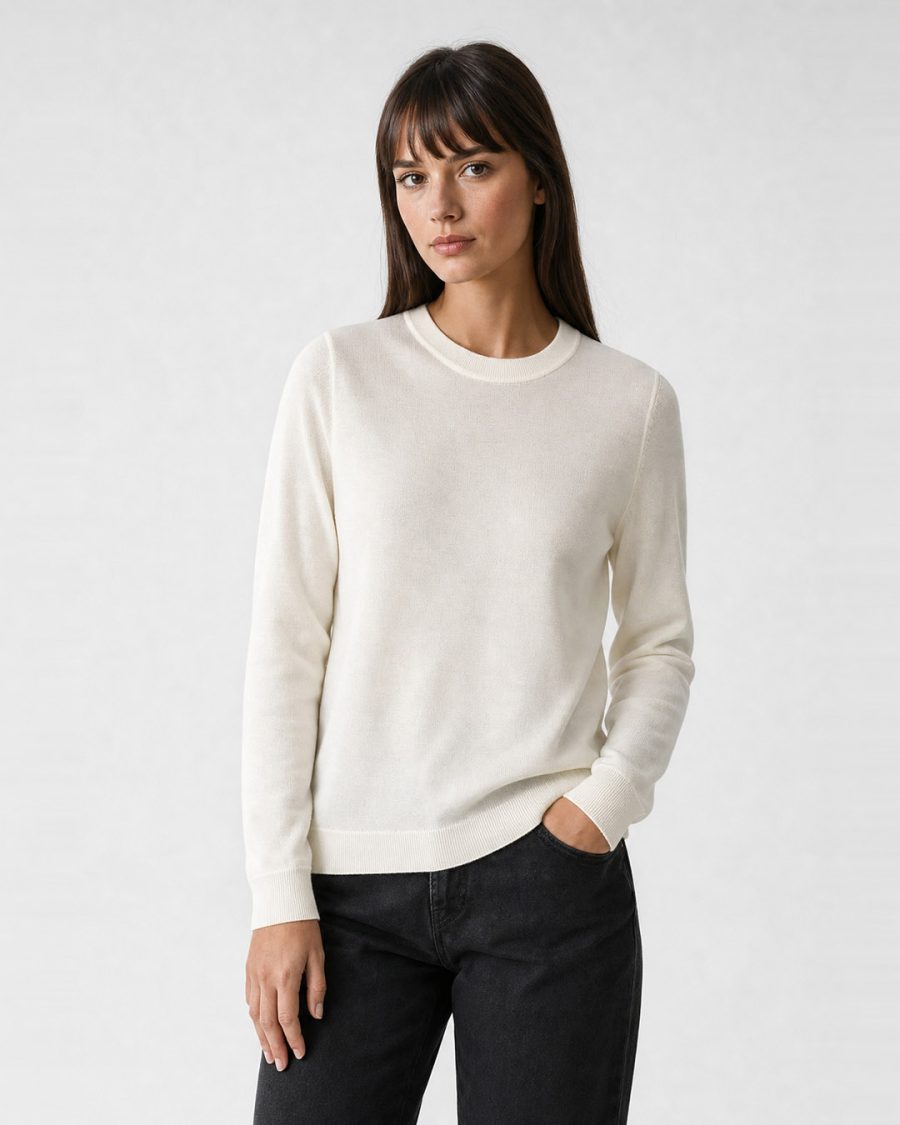 Maglia donna Helmur Orta colore Crema – indossato, tre quarti