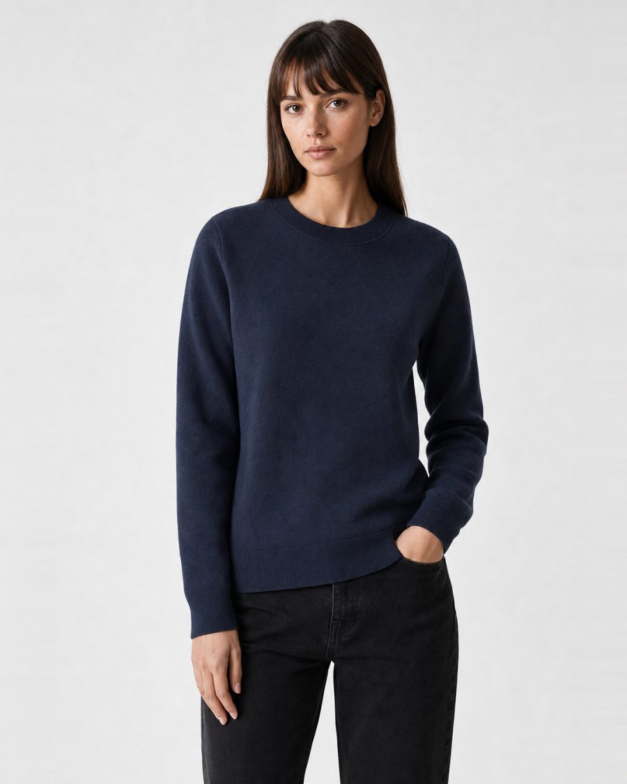 Maglia donna Helmur Orta colore Navy – indossato, tre quarti