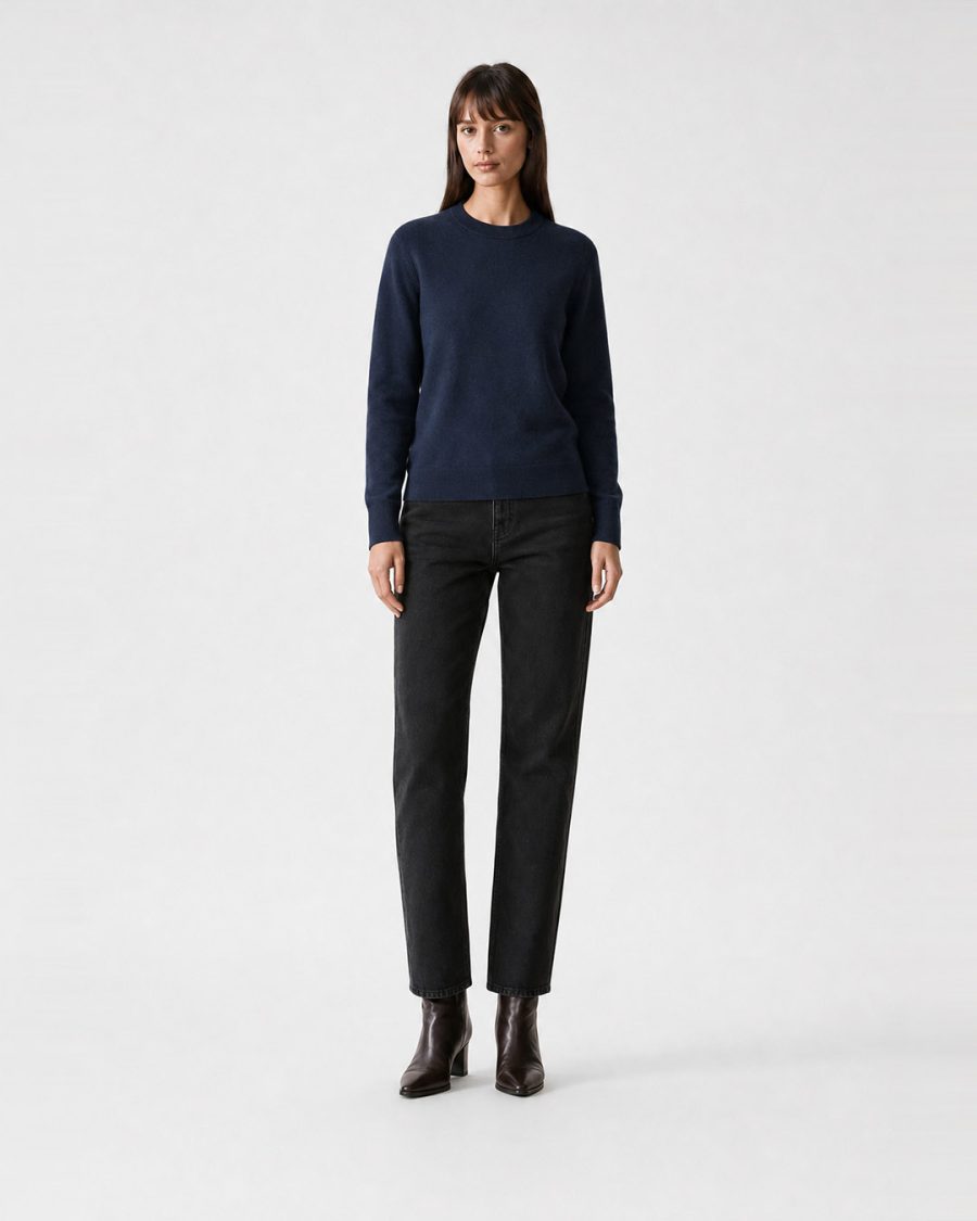 Maglia donna Helmur Orta colore Navy – indossato, fronte