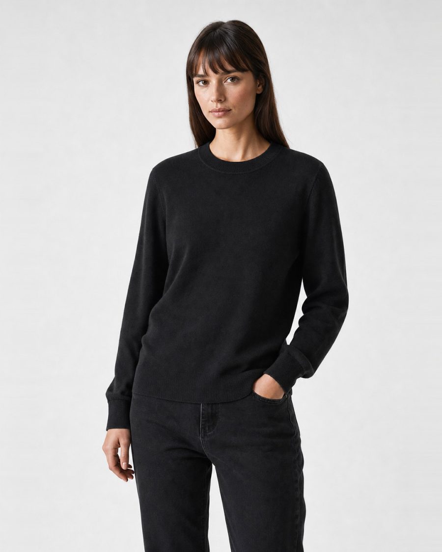 Maglia donna Helmur Orta colore Nero – indossato, tre quarti