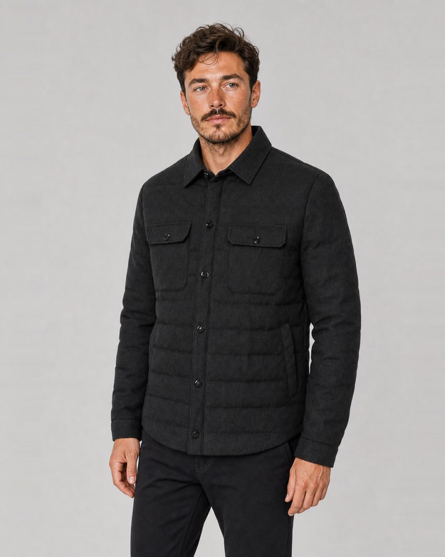 Giubbotto uomo Helmur Oxford colore Antracite – indossato, tre quarti