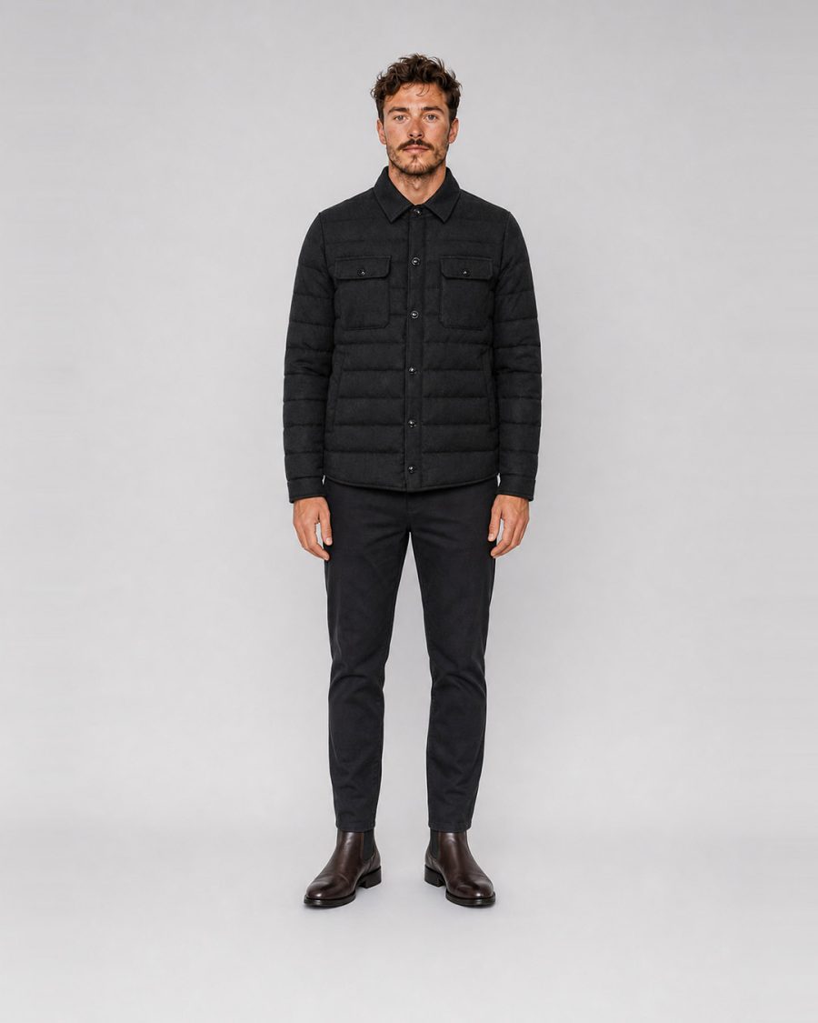 Giubbotto uomo Helmur Oxford colore Antracite – indossato, fronte