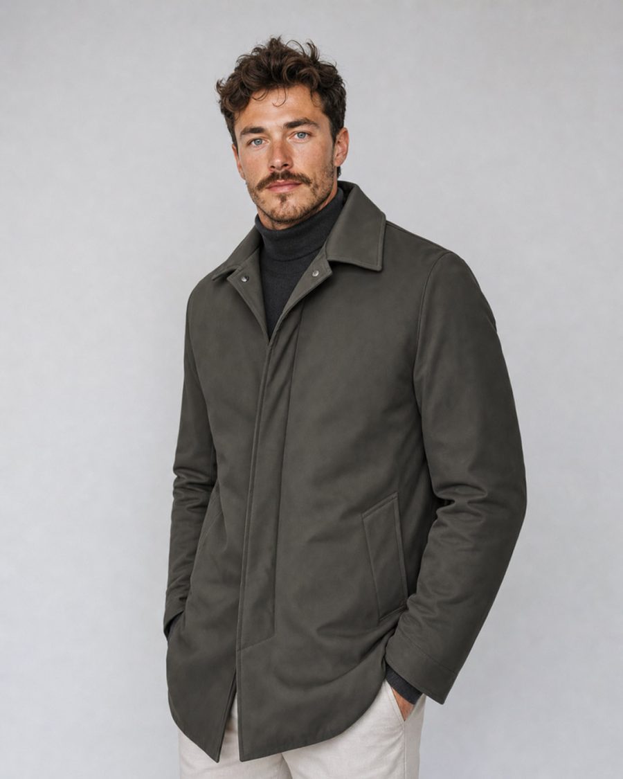Giubbotto uomo Helmur Portland colore Army – indossato, tre quarti