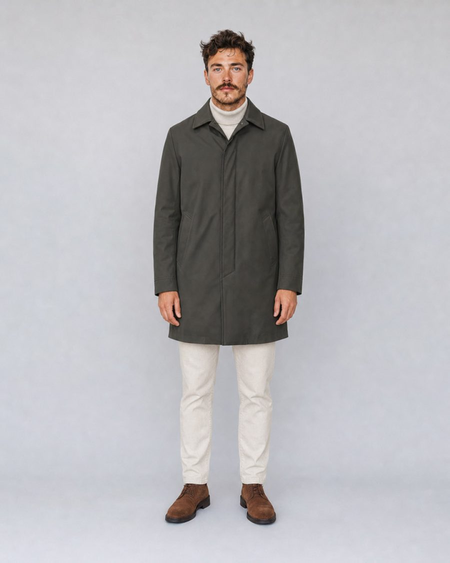 Giubbotto uomo Helmur Portland colore Army – indossato, fronte