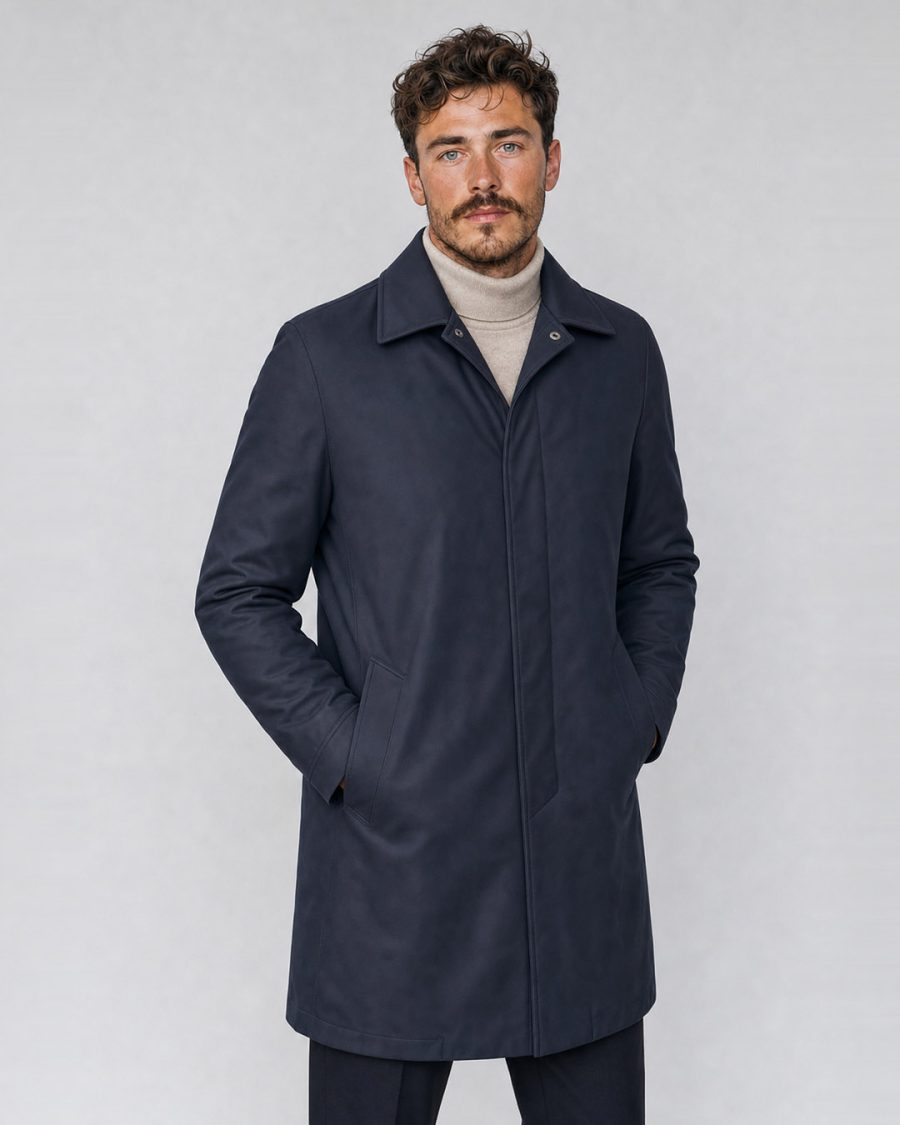 Giubbotto uomo Helmur Portland colore Blu – indossato, tre quarti