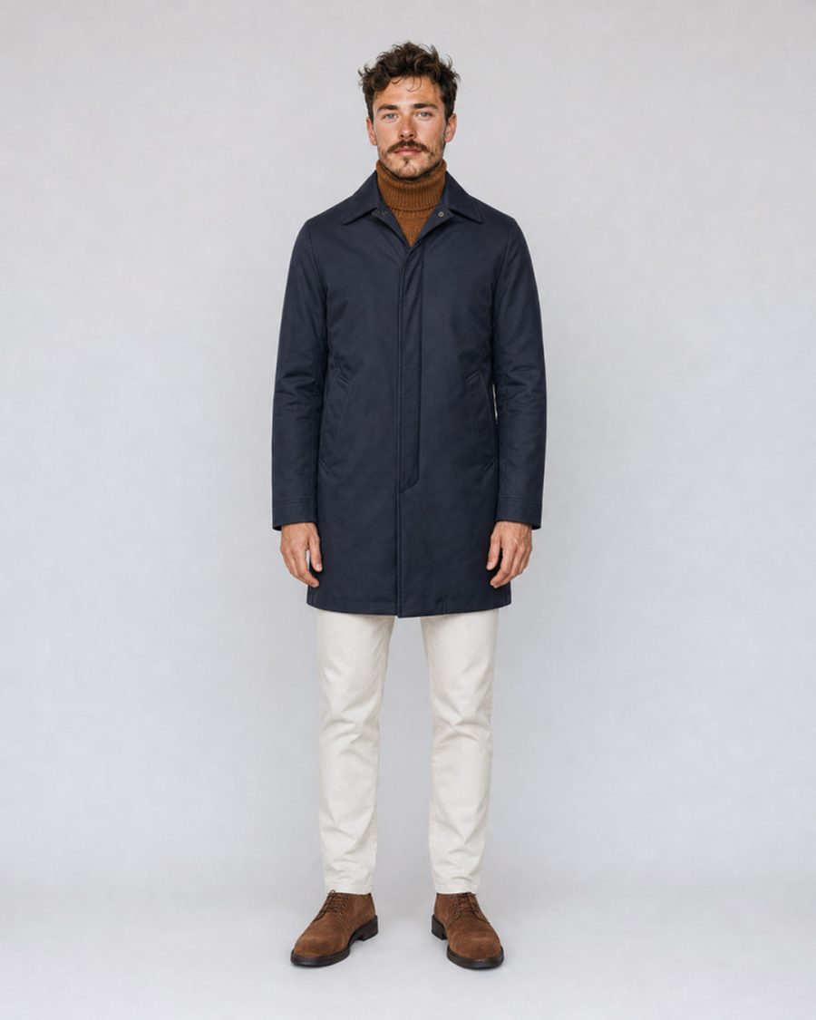 Giubbotto uomo Helmur Portland colore Blu – indossato, fronte
