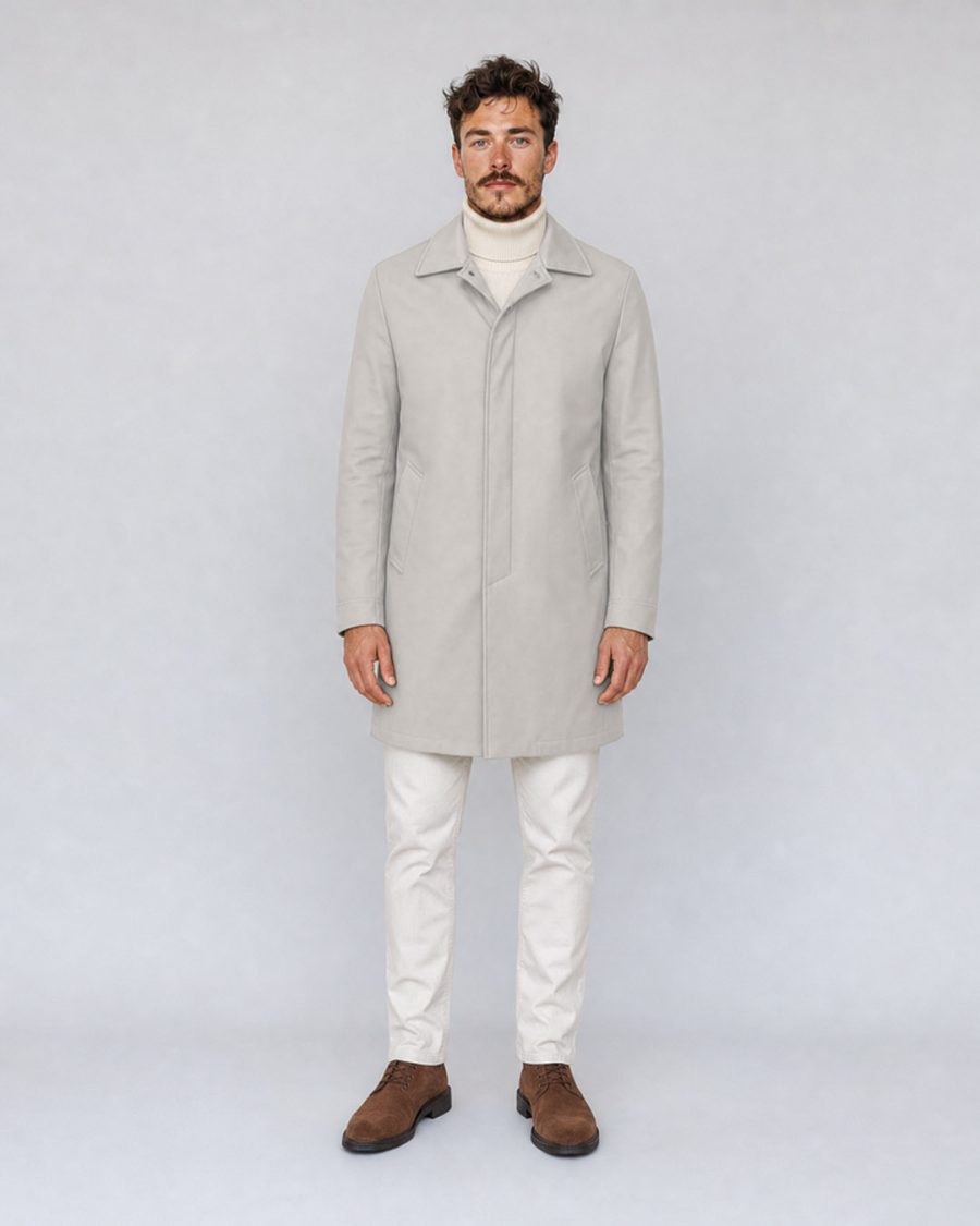Giubbotto uomo Helmur Portland colore Pietra – indossato, fronte