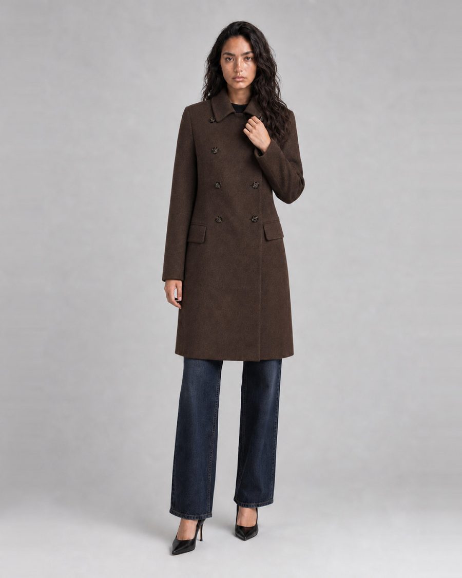 Cappotto donna Helmur Regina colore Cacao – editoriale