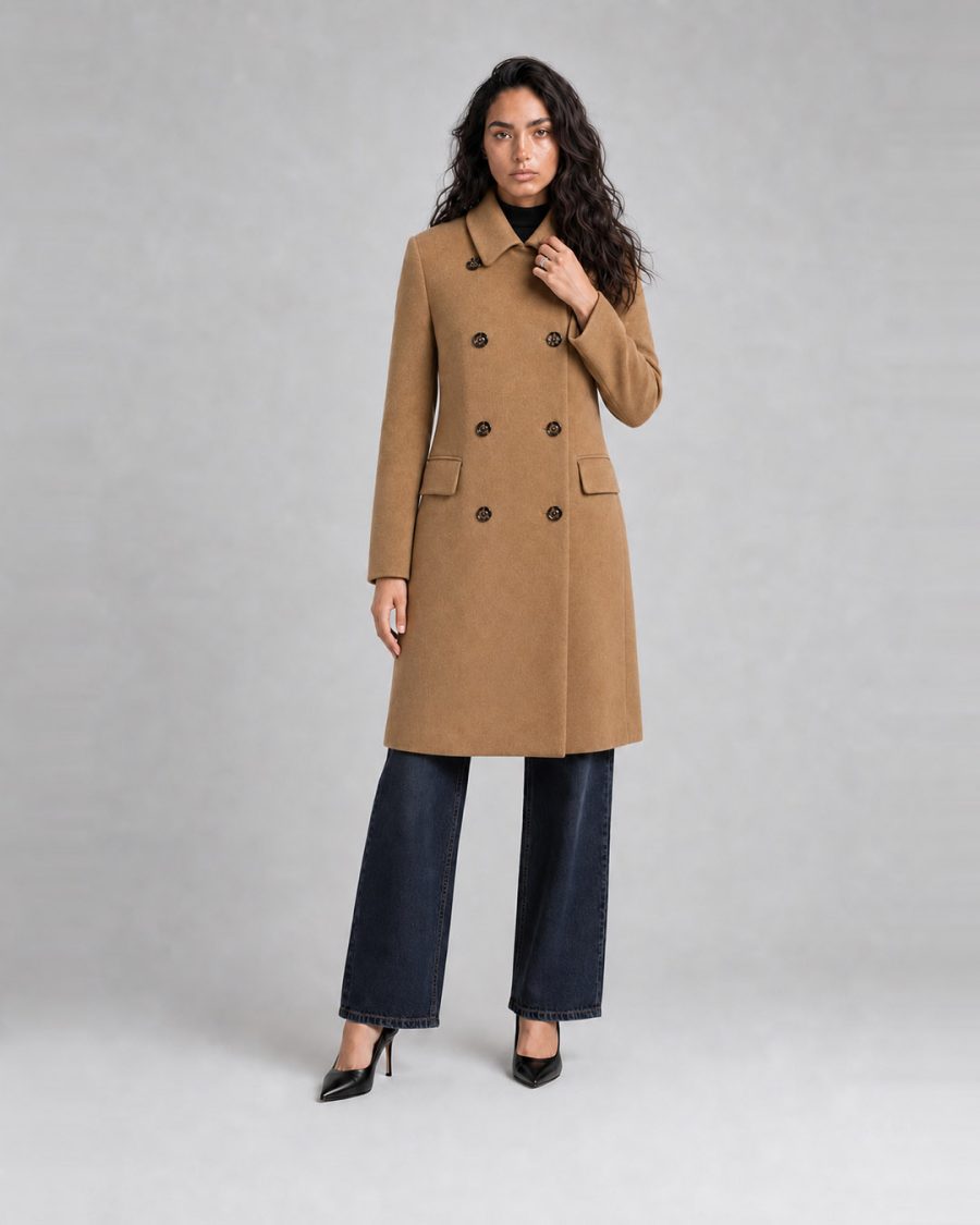 Cappotto donna Helmur Regina colore Cammello – editoriale
