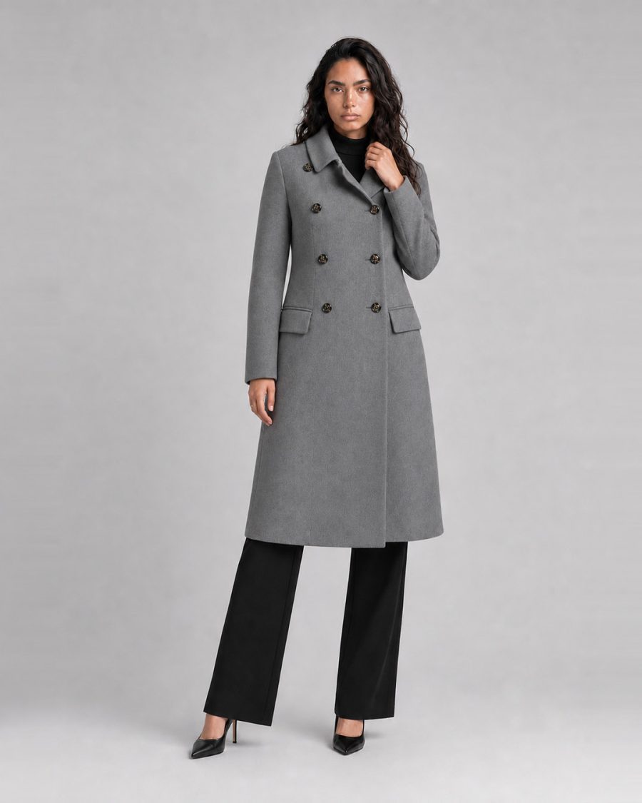 Cappotto donna Helmur Regina colore Cenere – editoriale