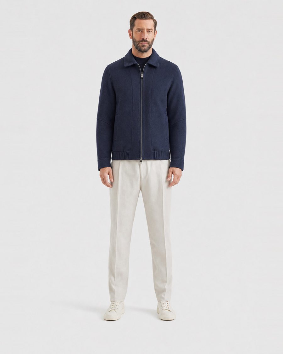 Cappotto uomo Helmur Sestriere colore Blu – indossato, fronte