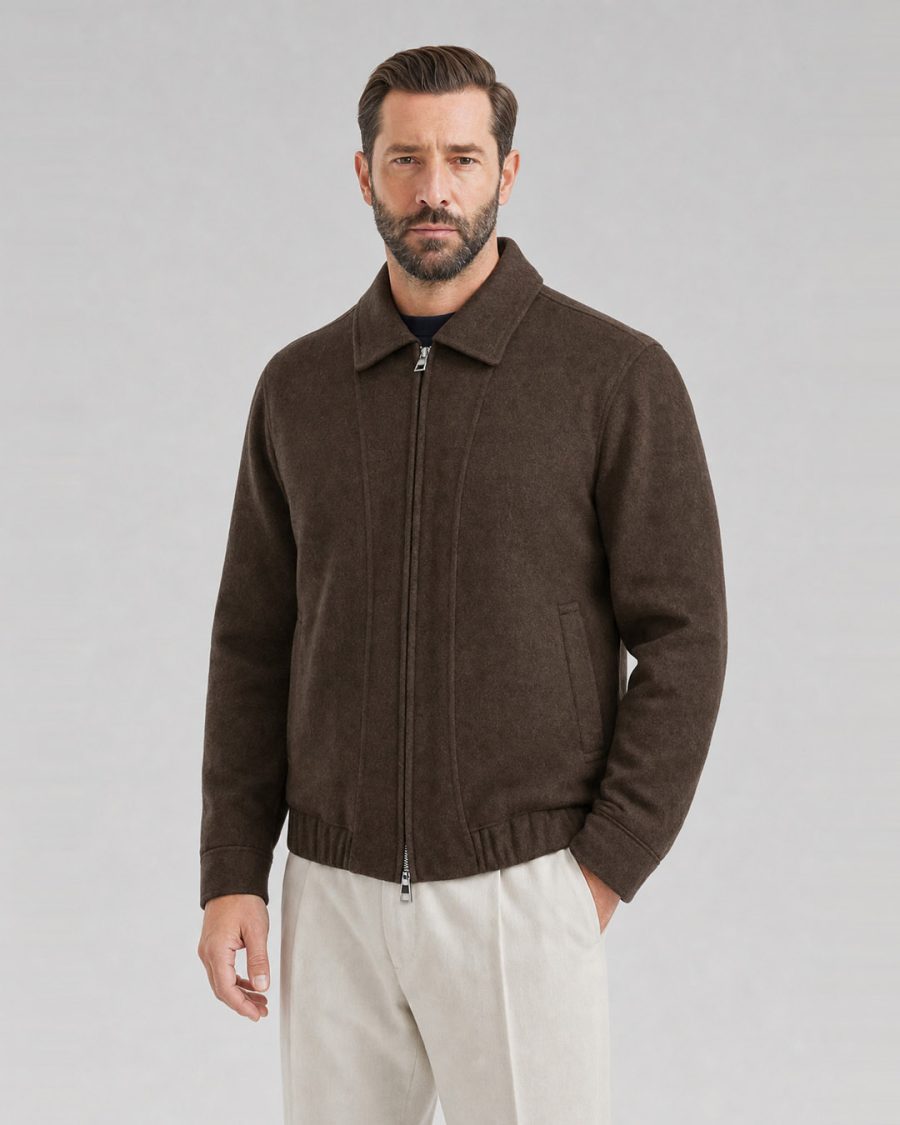 Cappotto uomo Helmur Sestriere colore Caffè – indossato, tre quarti