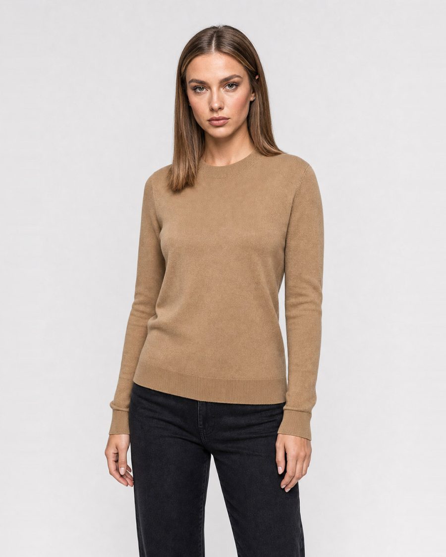 Maglia donna Helmur Sorapis colore Cammello – indossato, tre quarti