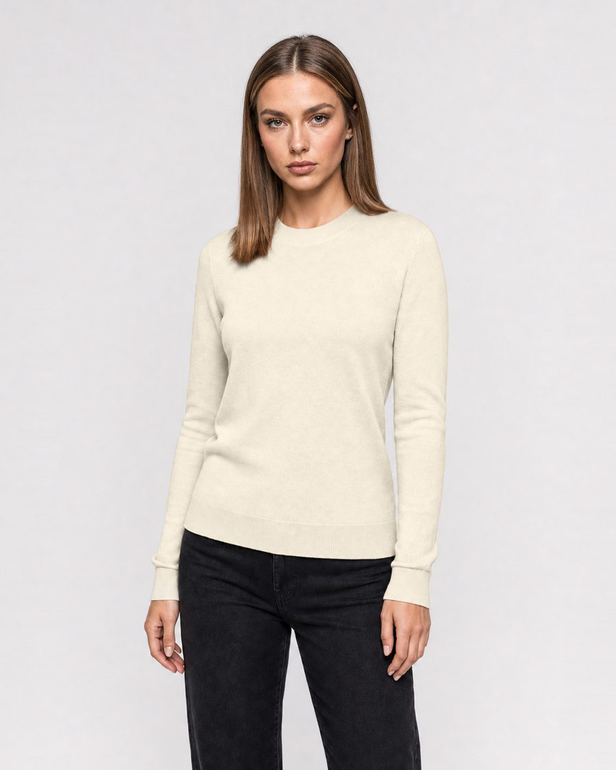 Maglia donna Helmur Sorapis colore Crema – indossato, tre quarti