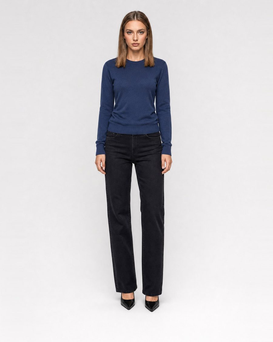 Maglia donna Helmur Sorapis colore Navy – indossato, fronte