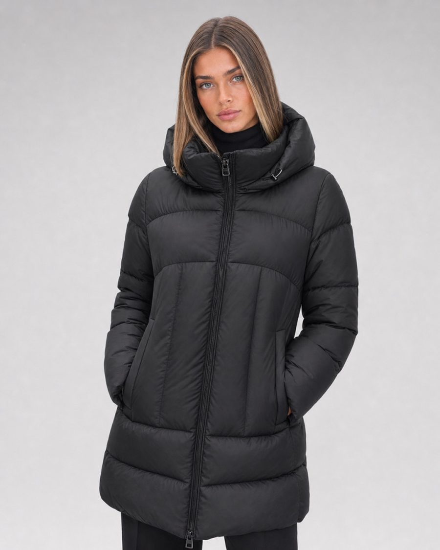 Giubbotto donna Helmur Tokyo colore Nero – indossato, tre quarti