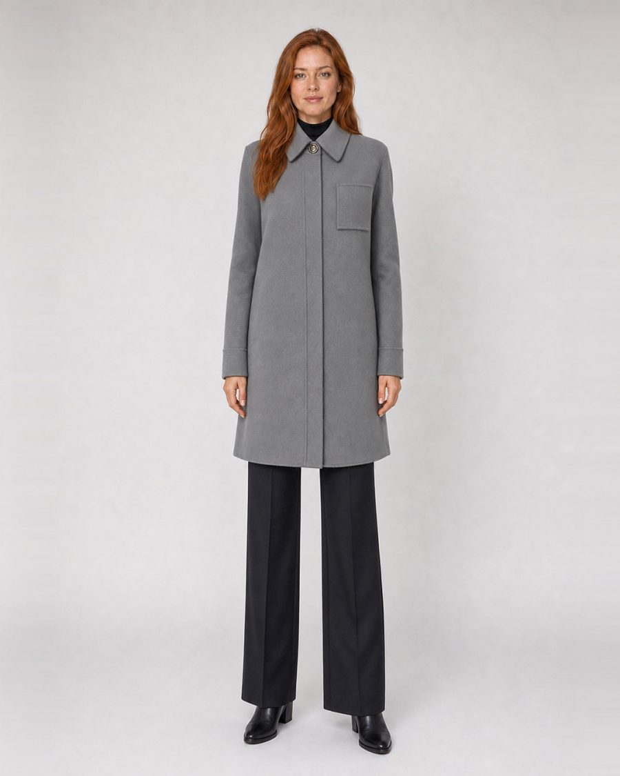 Cappotto donna Helmur Toronto colore Cenere – indossato, fronte