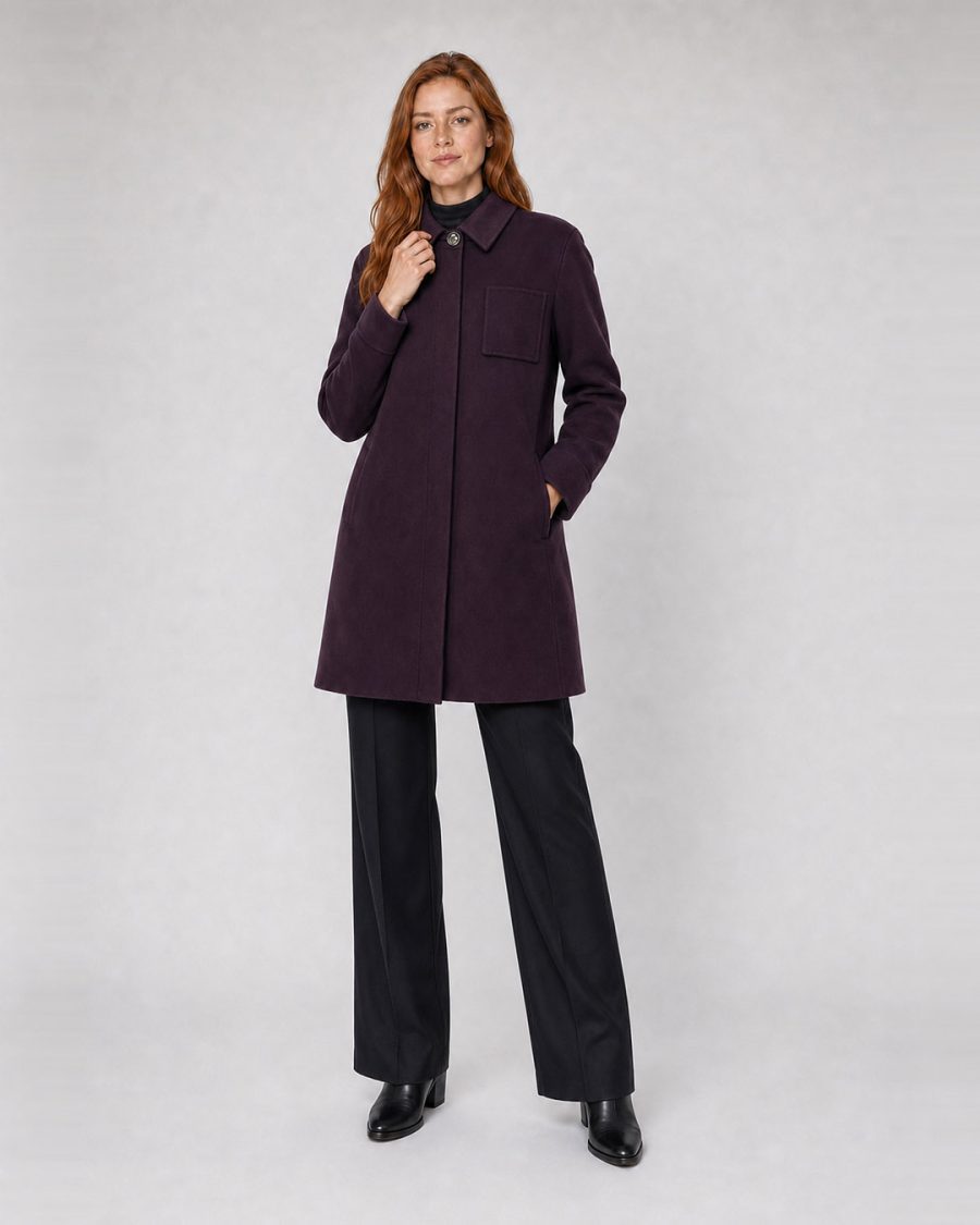 Cappotto donna Helmur Toronto colore Melanzana – editoriale