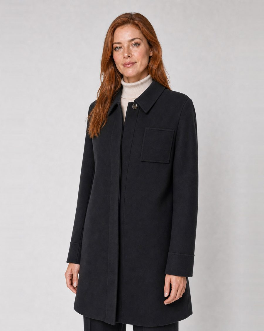 Cappotto donna Helmur Toronto colore Moro – indossato, tre quarti