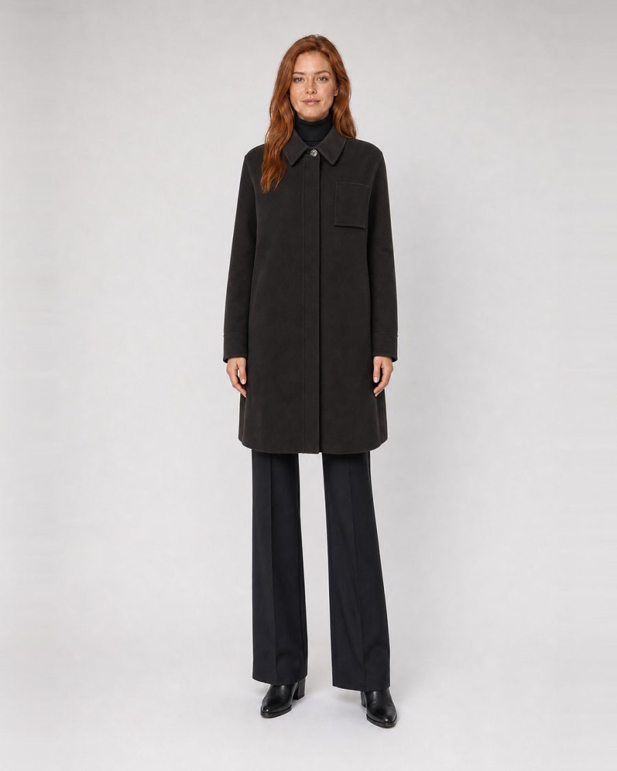 Cappotto donna Helmur Toronto colore Moro – indossato, fronte
