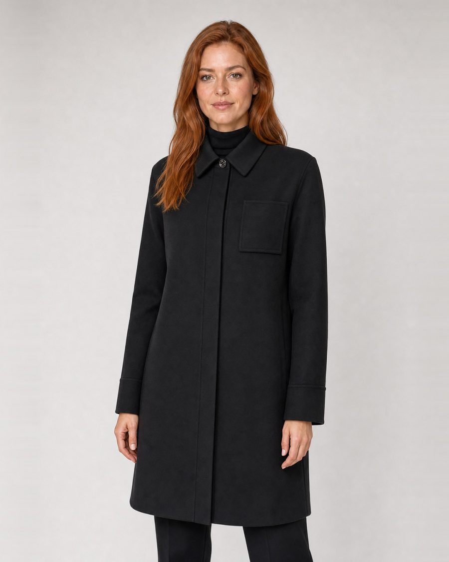 Cappotto donna Helmur Toronto colore Nero – indossato, tre quarti