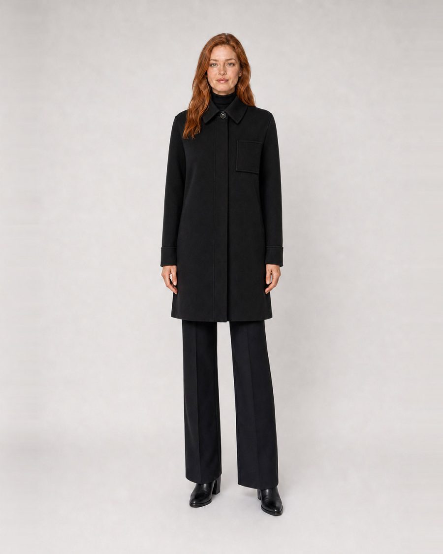 Cappotto donna Helmur Toronto colore Nero – indossato, fronte
