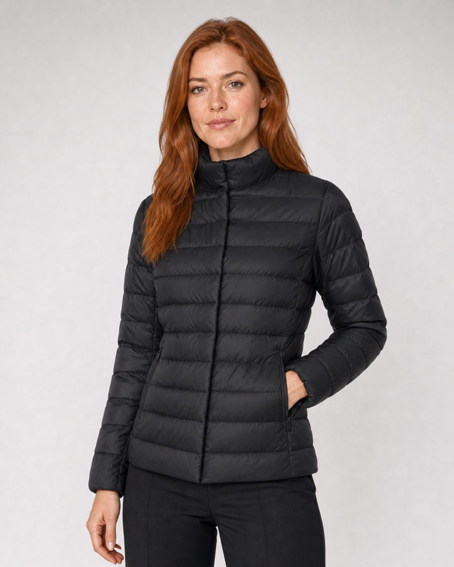 Giubbotto donna Helmur Venezia colore Nero – indossato, tre quarti