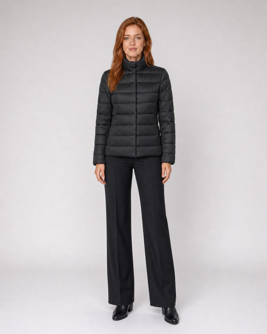 Giubbotto donna Helmur Venezia colore Nero – indossato, fronte