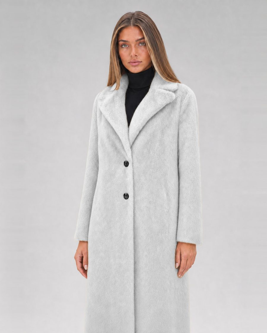 Pelliccia donna Helmur Victoria colore Latte – indossato, tre quarti