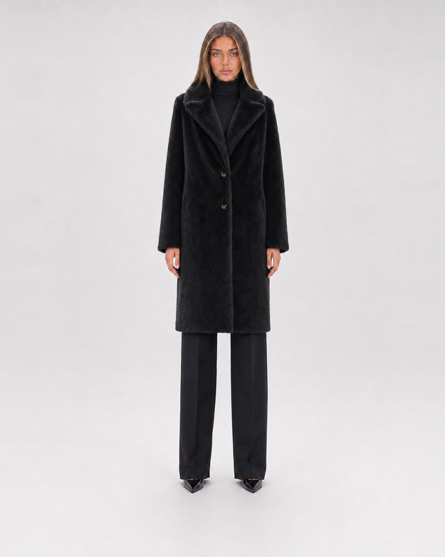 Pelliccia donna Helmur Victoria colore Nero – indossato, fronte