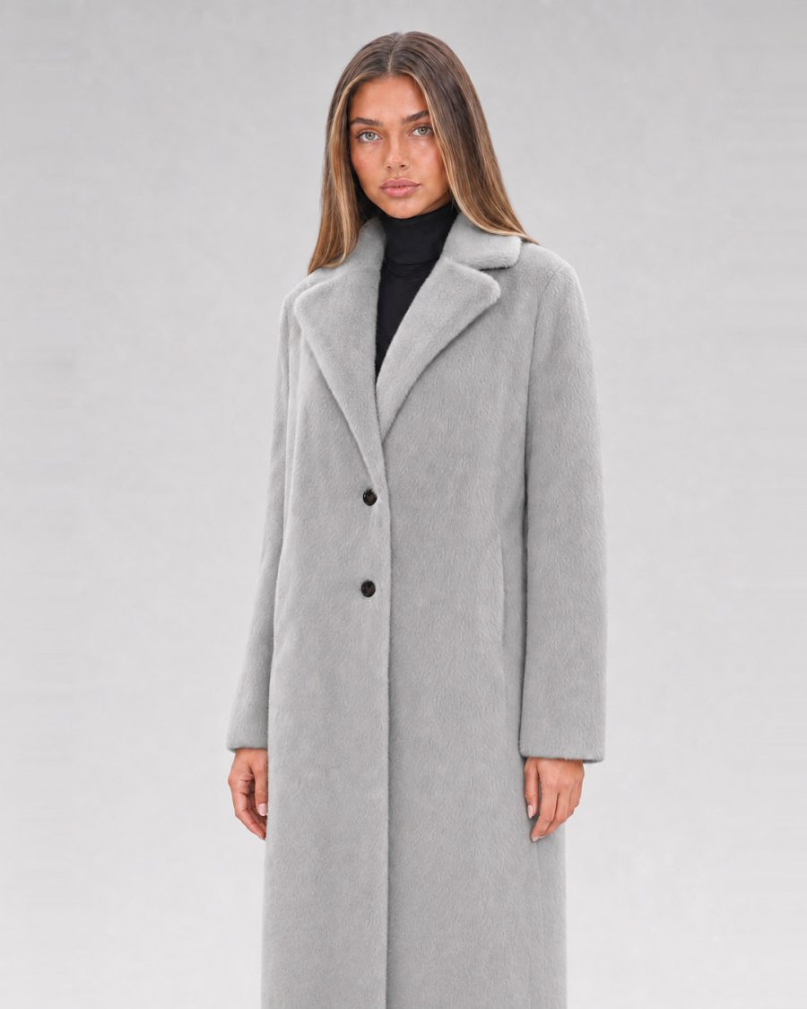 Pelliccia donna Helmur Victoria colore Perla – indossato, tre quarti