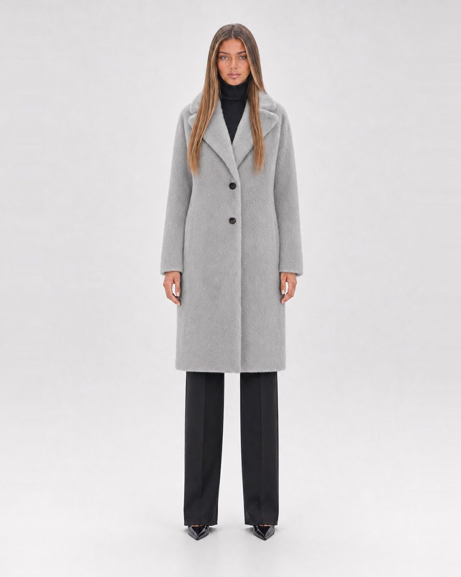 Pelliccia donna Helmur Victoria colore Perla – indossato, fronte
