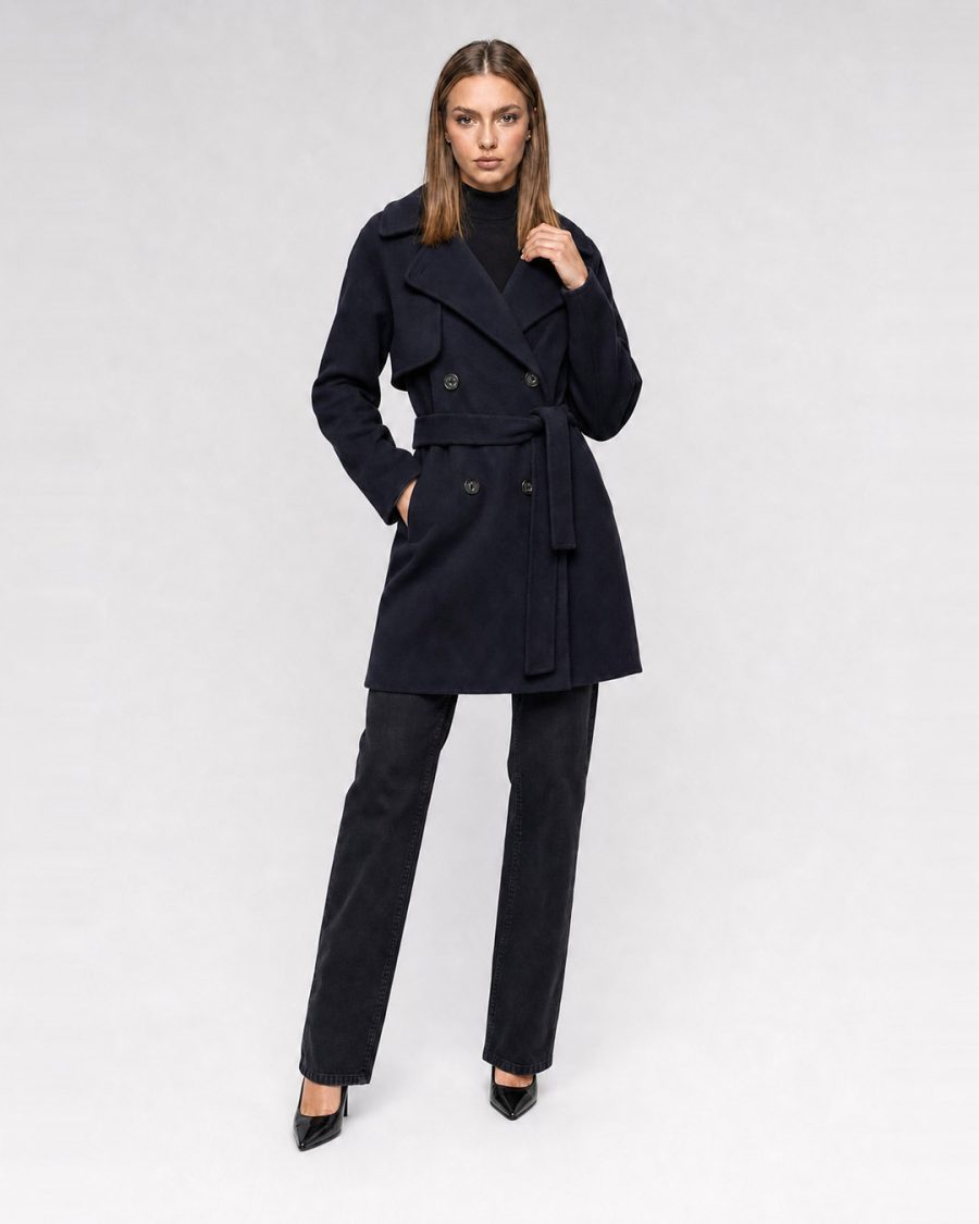 Cappotto donna Helmur Windsor colore Avio – editoriale